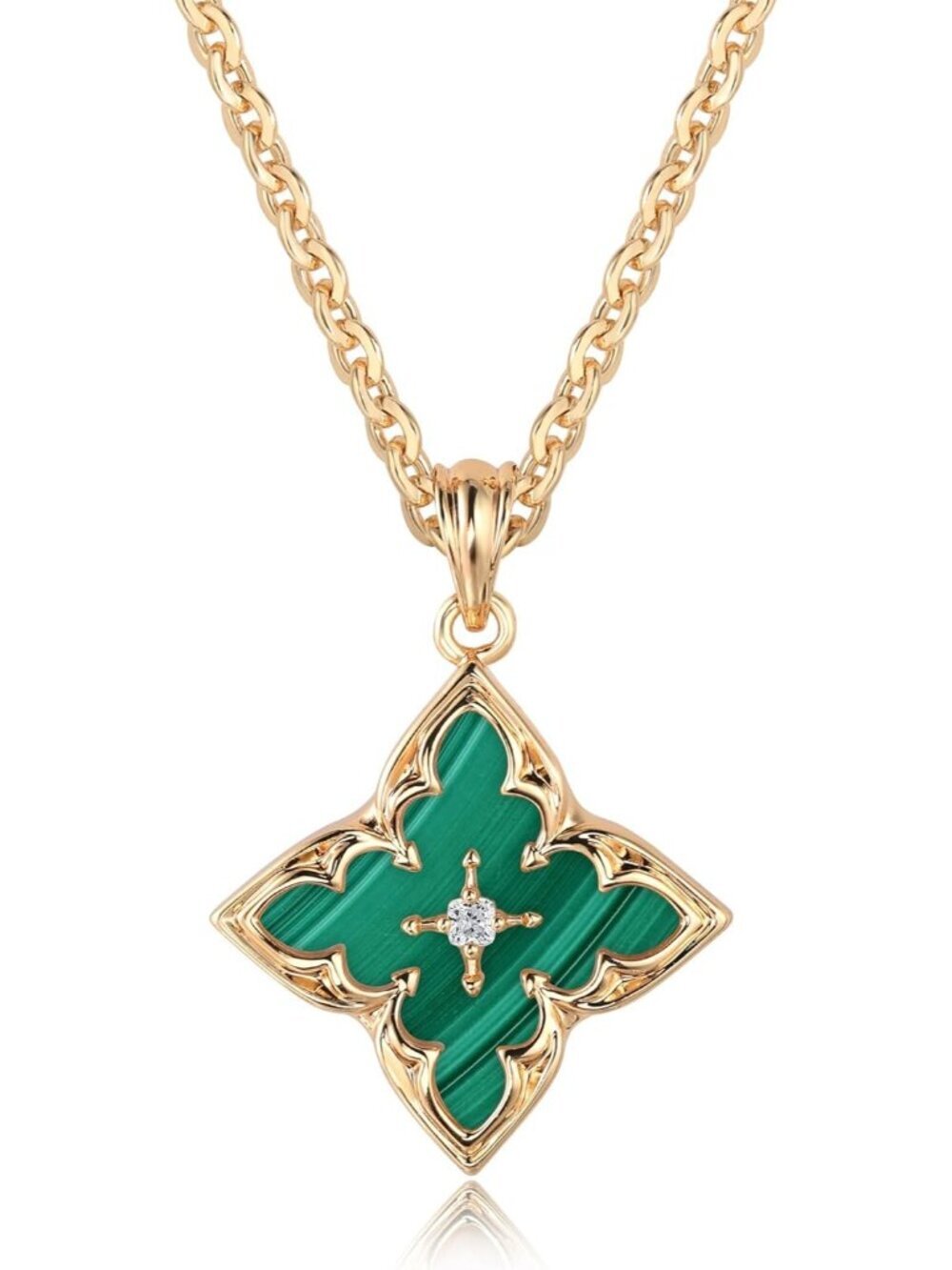 Women's Malachite green Adjustable Chain Choker Charm Pendant Lucky Necklaces